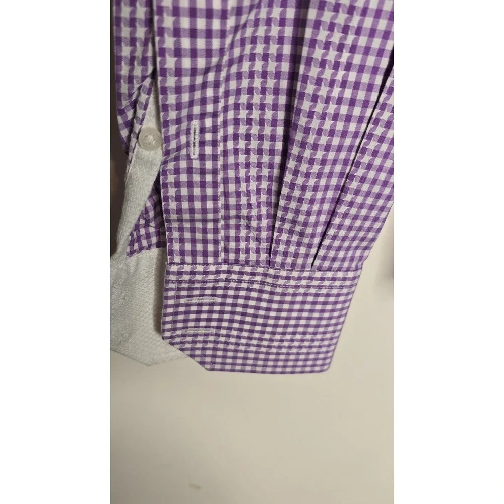 Robert‎ Graham Mens Shirt M Purple Micro Check Houndstooth Flip Cuff Button Up